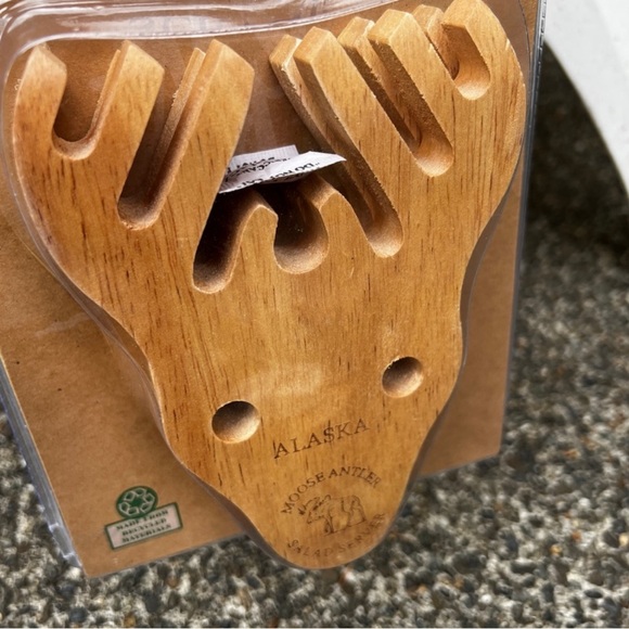 NWT Moose Solid Wood Salad Pasta Servers Ulu Company Sustainable Alaska - Picture 2 of 8